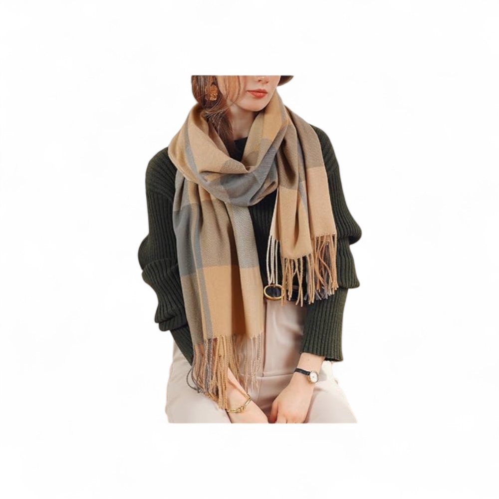 Wander Agio Women's Long Plaid Scarf/Shawl - NIP